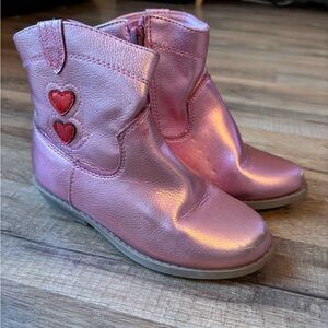 Old Navy Shimmering Pink Kids Boots with Heart Accents